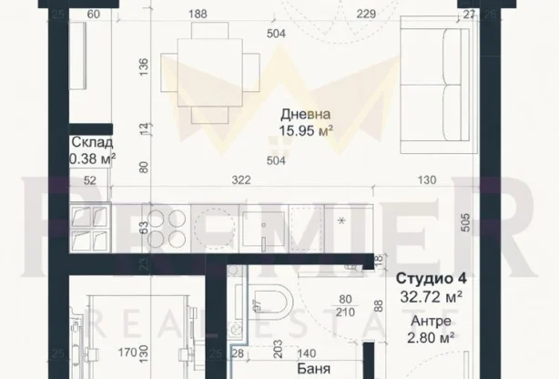 Код на имот: 1178123, Площ: 37 м<sup>2</sup> кв.м, Едностайни апартаменти Варна - Цена: 82000 EUR