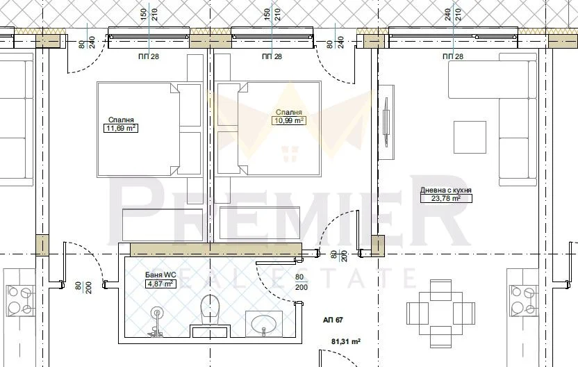 3-стаен гр. КИТЕН ТОП ПАНОРМА 30 м ОТ ПЛАЖ - - снимка 5 - Имоти Премиер