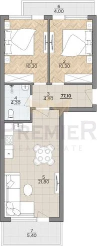 3-Zimmer-Wohnung Kabakum - - snimka 2 - Imoti Premier