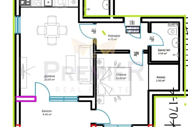 Код на имот: 1027357, Площ: 76 м<sup>2</sup> кв.м, Апартаменти Варна Пчелина - Цена: 87900 EUR