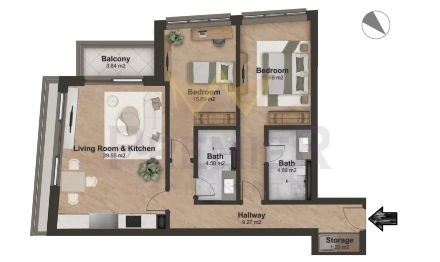 Dreizimmerwohnung im Wohnkomplex Losenez -  - snimka 1 - Imoti Premier