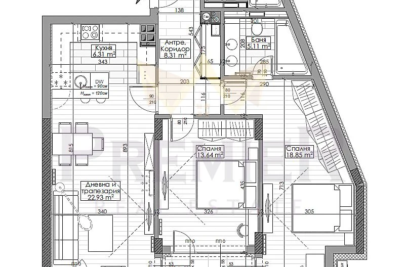 Dreizimmerwohnung im Wohnkomplex Manastirski Livadi – Ost -  - snimka 2 - Imoti Premier