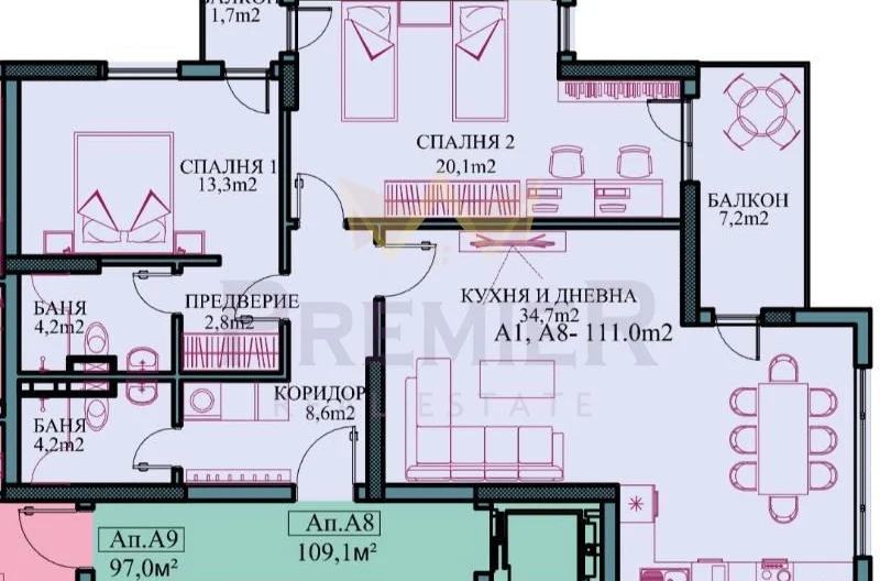 Dreizimmerwohnung, Manastirski Livadi -  - snimka 10 - Imoti Premier