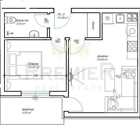 Двухкомнатная квартира с Актом 14, местность Пчелина, г. Варна - - снимка 4 - Имоти Премиер