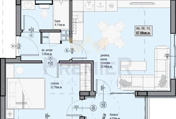 Агенция за недвижими имоти - Имоти Премиер - имот - 1246718, Цена: 82800 EUR