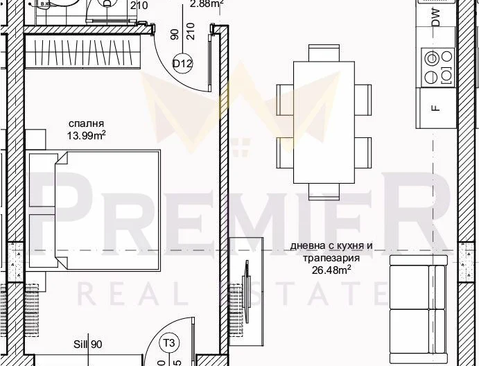 Двустаен апартамент в ж.к. „Възраждане 2 Варна -  - снимка 9 - Имоти Премиер