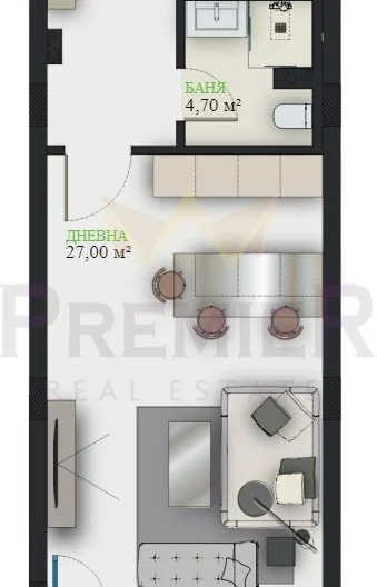 Едностаен апартамент - - снимка 11 - Имоти Премиер