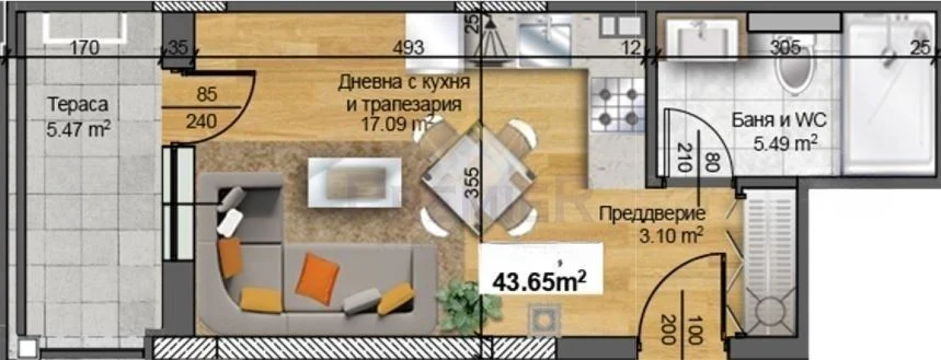 Einzimmerwohnung im Stadtteil Otdih i Kultura - - snimka 5 - Imoti Premier