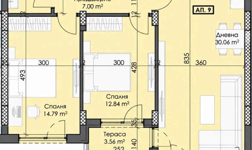 Хубав тристаен в строеж -  - снимка 1 - Имоти Премиер