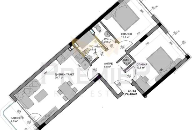 Код на имот: 1090774, Площ: 86 м<sup>2</sup> кв.м, Имоти Премиер - Цена: 125000 EUR