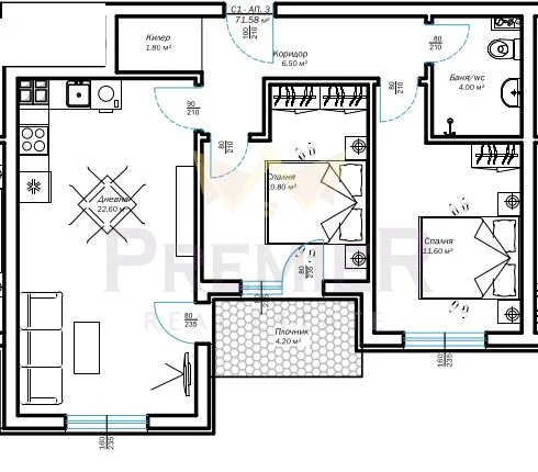 НОВ ТРИСТАЕН АПАРТАМЕНТ до ВСУ „Черноризец Храбър“, гр. Варна -  - снимка 4 - Имоти Премиер
