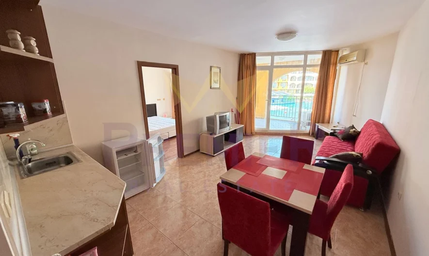 Обзаведен двустаен апартамент с панорама море на първа линия в к-с „Мидия Фемили Резорт“, Ахелой - - снимка 1 - Имоти Премиер