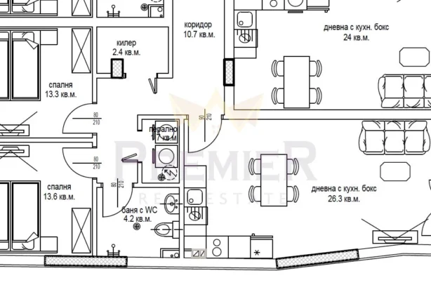 Код на имот: 1080736, Площ: 99 м<sup>2</sup> кв.м, Апартаменти Варна Цветен квартал - Цена: 185000 EUR