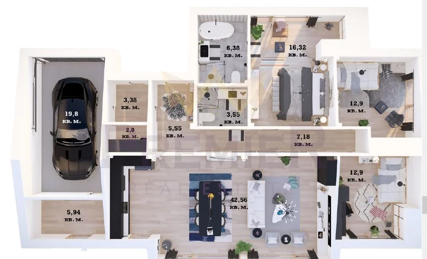 Страхотна едноетажна къща в модерен затворен комплекс с ТРИ спални и дневна – 42.56кв.м -  - снимка 3 - Имоти Премиер