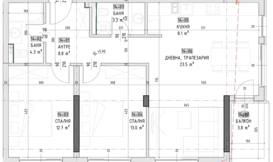 Тристаен апартамент, Малинова Долина -  - снимка 1 - Имоти Премиер