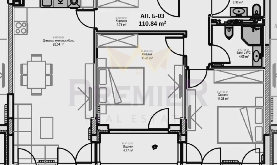 Тристаен апартамент, Младост 2 -  - снимка 5 - Имоти Премиер