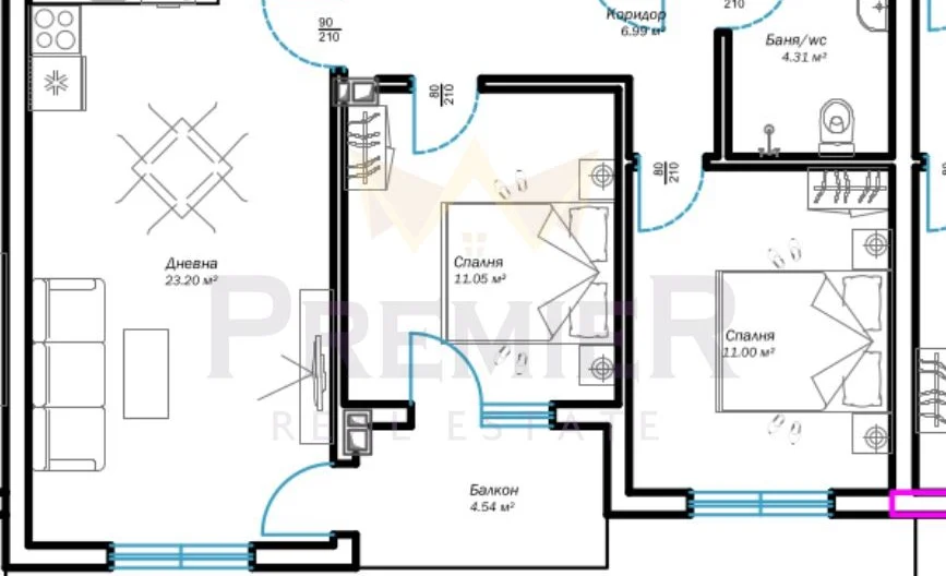 ТРИСТАЕН АПАРТАМЕНТ С МОРСКА ПАНОРАМА, ж.к. Възраждане 3, гр. Варна -  - снимка 5 - Имоти Премиер