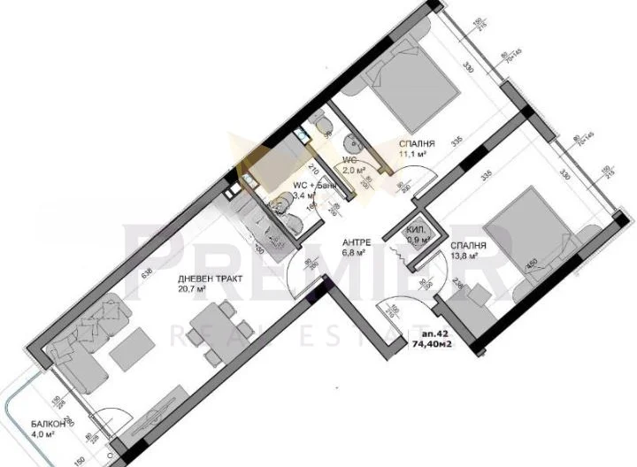 Тристаен Апартамент в ж.к. Владиславово гр. Варна -  - снимка 8 - Имоти Премиер